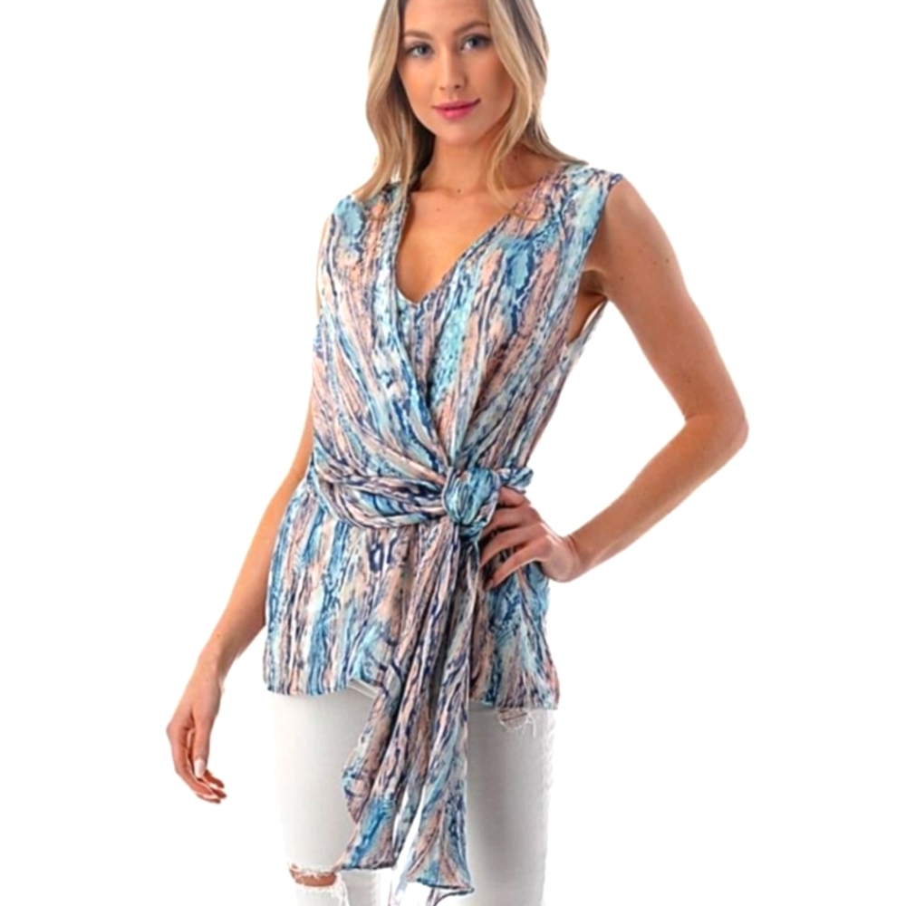 Blue/Peach Top with drape